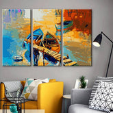 Painting by Numbers Nature Art Boat on The Lake i 3-Panel